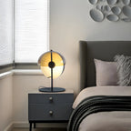 Lampe de table moderne en verre noir pour chambre à coucher