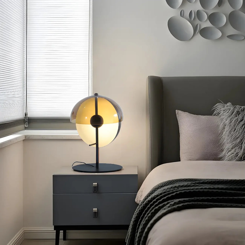 Lampe de table moderne en verre noir pour chambre à coucher