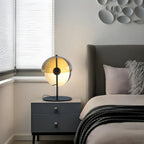 Lampe de table moderne en verre noir pour chambre à coucher