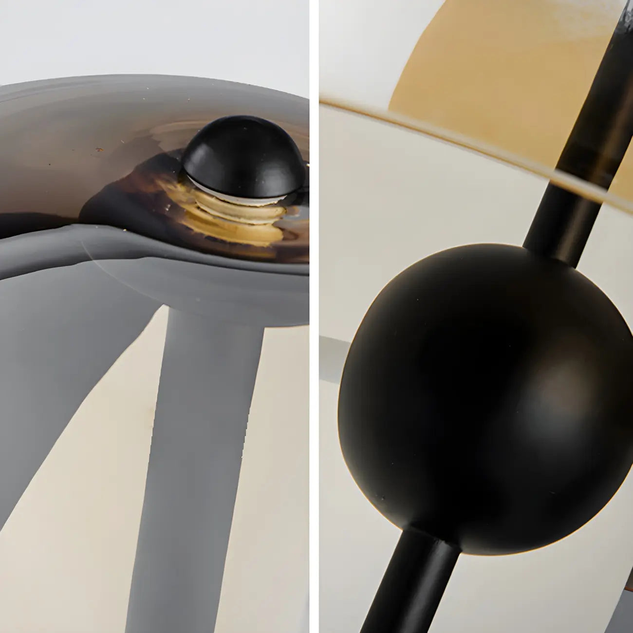 Lampe de table moderne en verre noir pour chambre à coucher