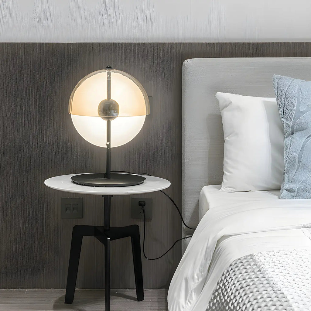 Lampe de table moderne en verre noir pour chambre à coucher
