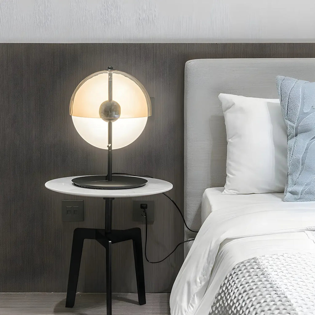 Lampe de table moderne en verre noir pour chambre à coucher