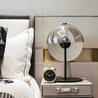 Lampe de table moderne en verre noir pour chambre à coucher