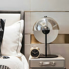 Lampe de table moderne en verre noir pour chambre à coucher