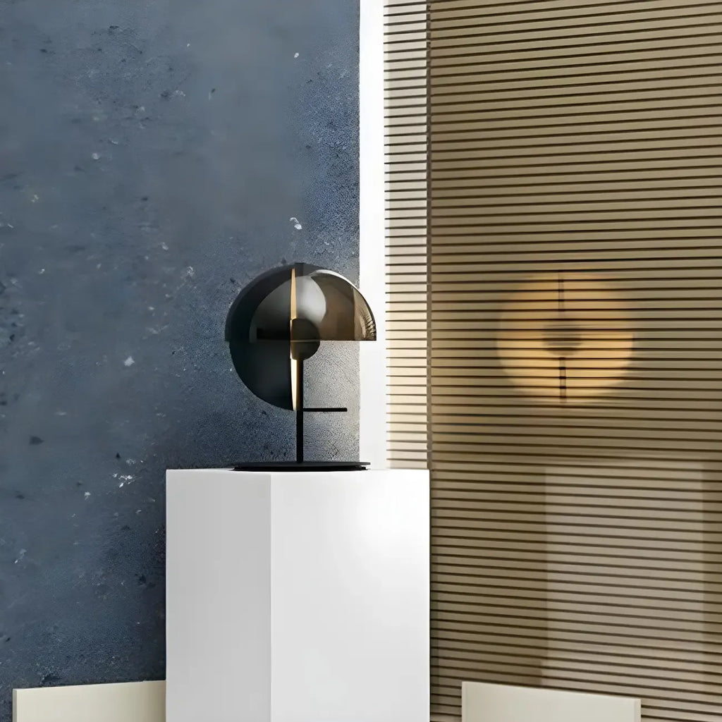 Lampe de table moderne en verre noir pour chambre à coucher
