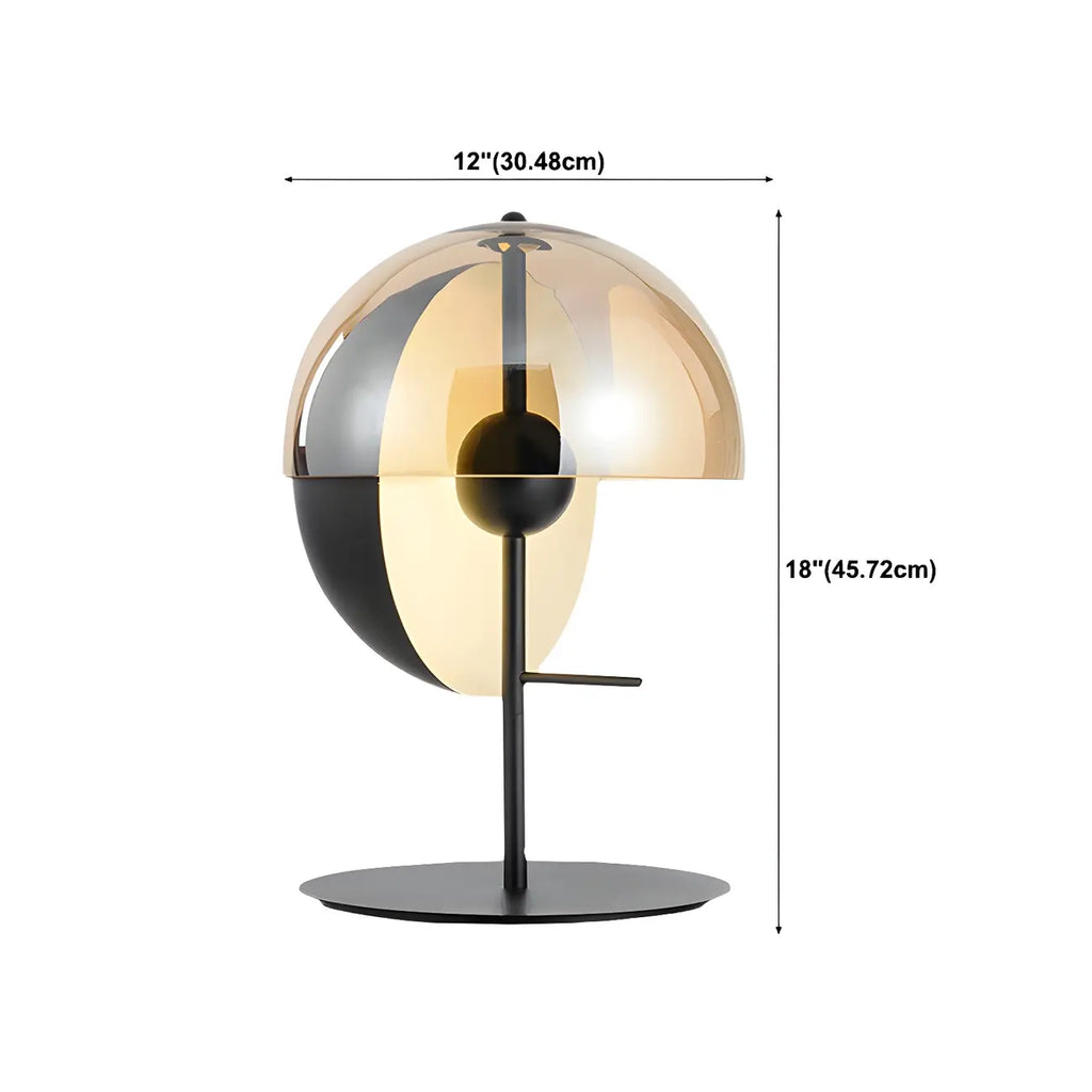 Lampe de table moderne en verre noir pour chambre à coucher