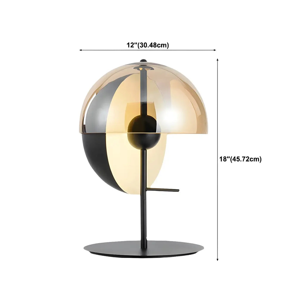 Lampe de table moderne en verre noir pour chambre à coucher