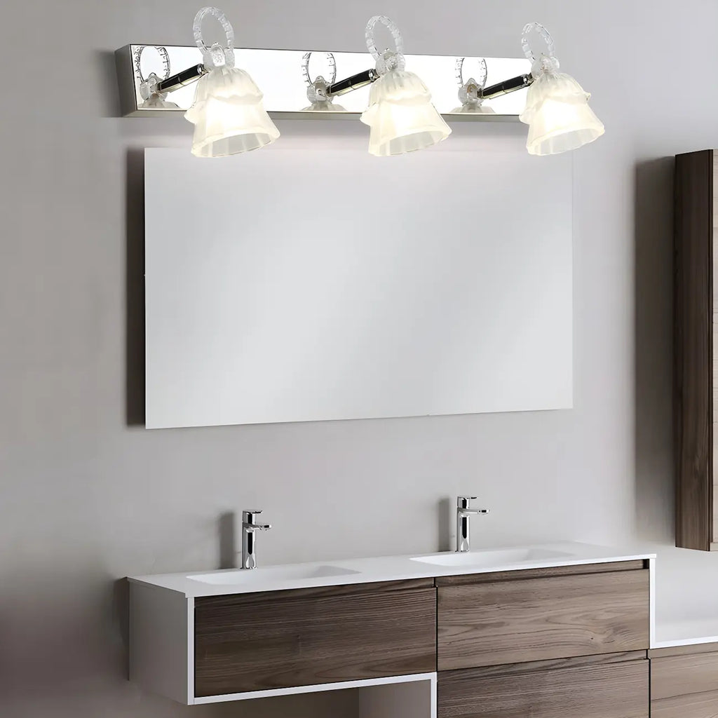 Applique da Bagno a 3 Luci Moderna Argento Vetro
