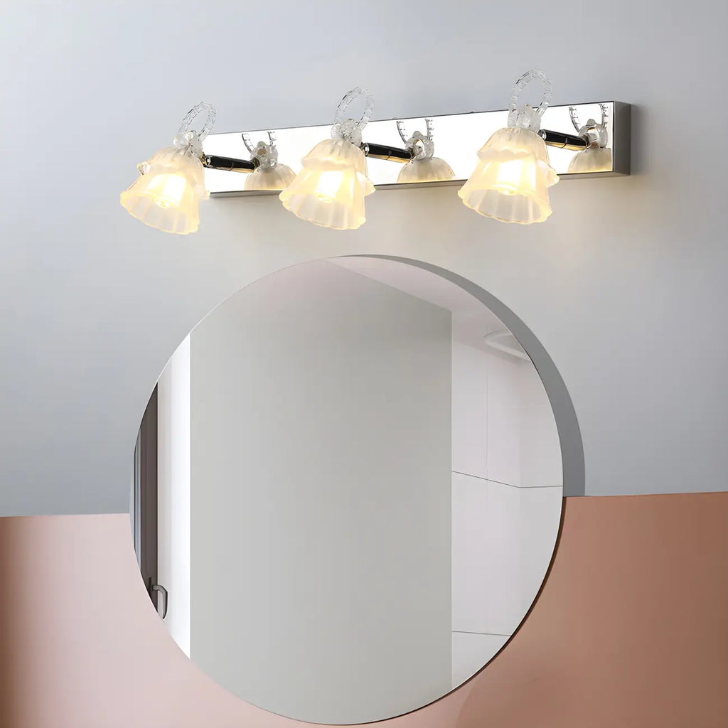 Applique da Bagno a 3 Luci Moderna Argento Vetro