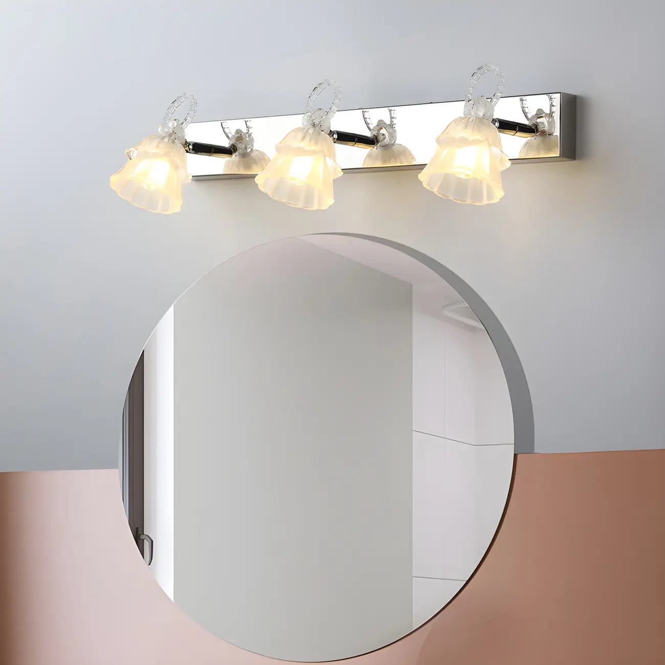 Applique da Bagno a 3 Luci Moderna Argento Vetro