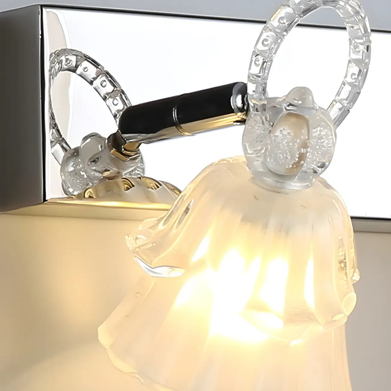 Applique da Bagno a 3 Luci Moderna Argento Vetro
