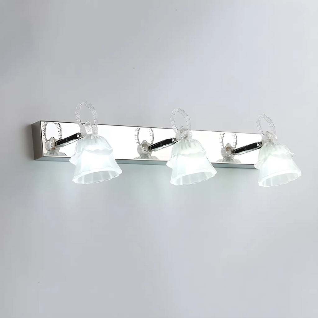 Applique da Bagno a 3 Luci Moderna Argento Vetro