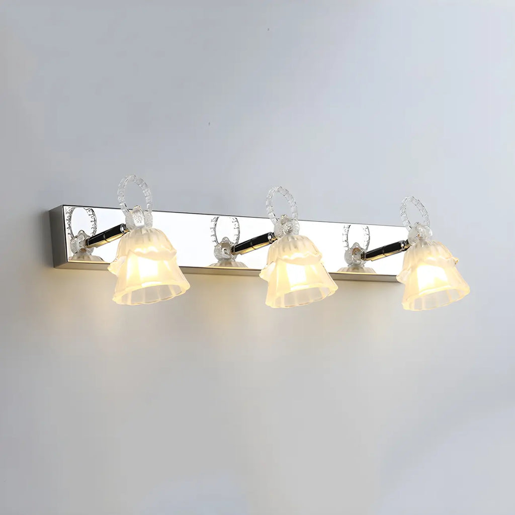 Applique da Bagno a 3 Luci Moderna Argento Vetro