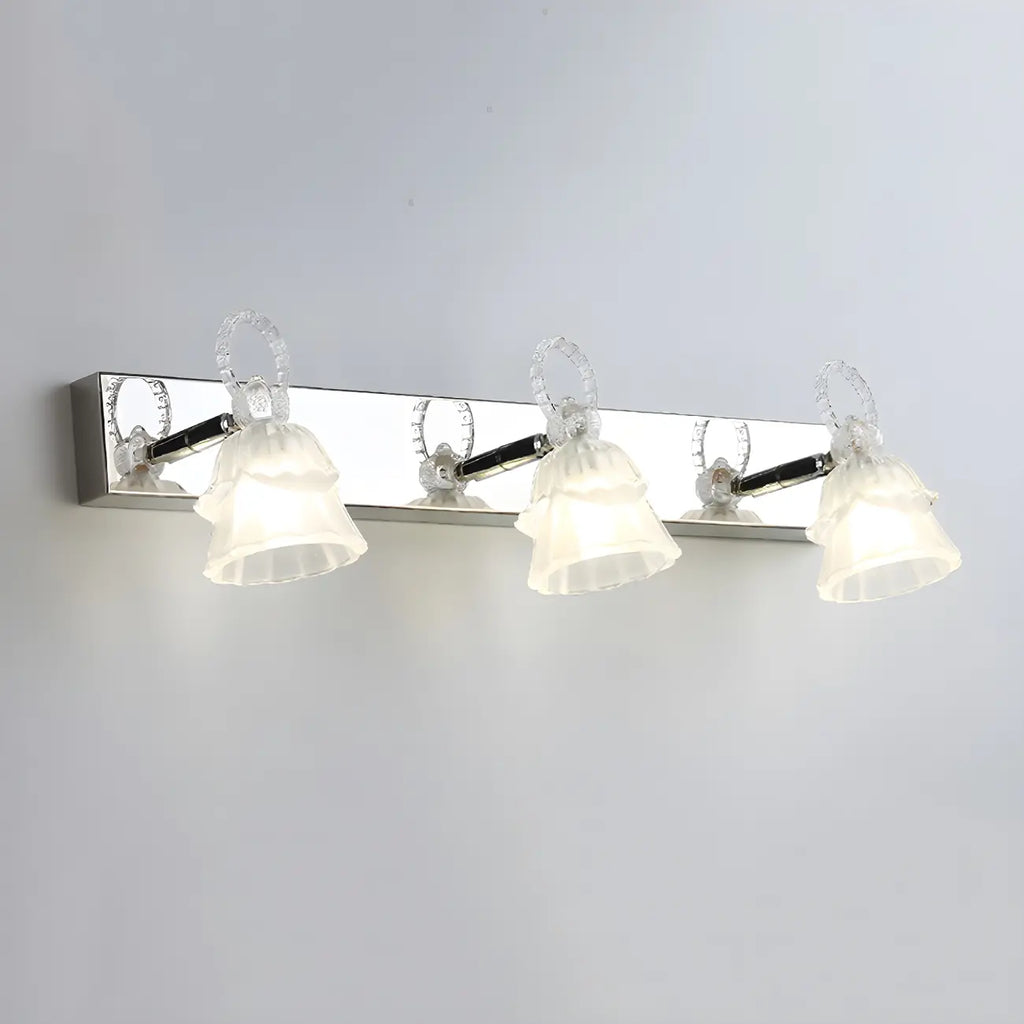 Applique da Bagno a 3 Luci Moderna Argento Vetro