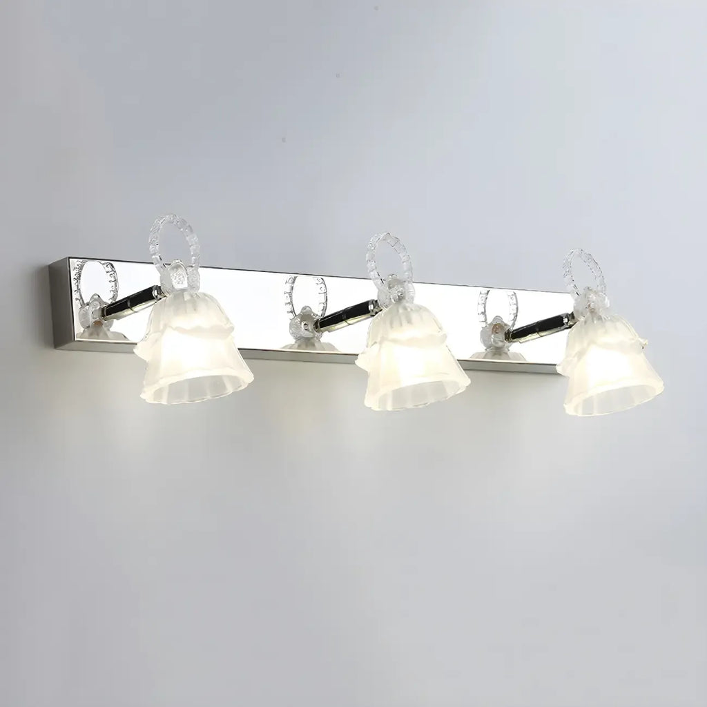 Applique da Bagno a 3 Luci Moderna Argento Vetro
