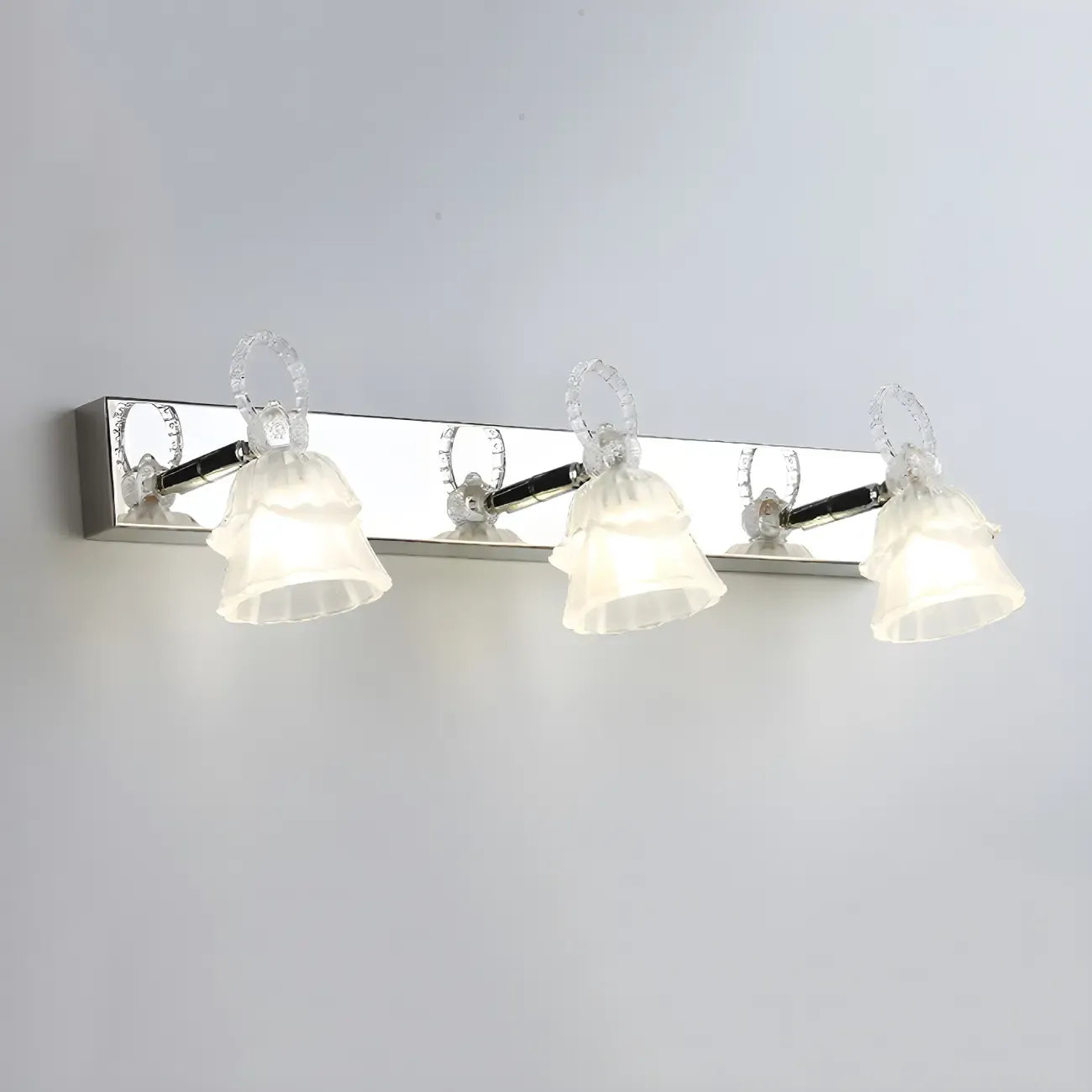 Applique da Bagno a 3 Luci Moderna Argento Vetro
