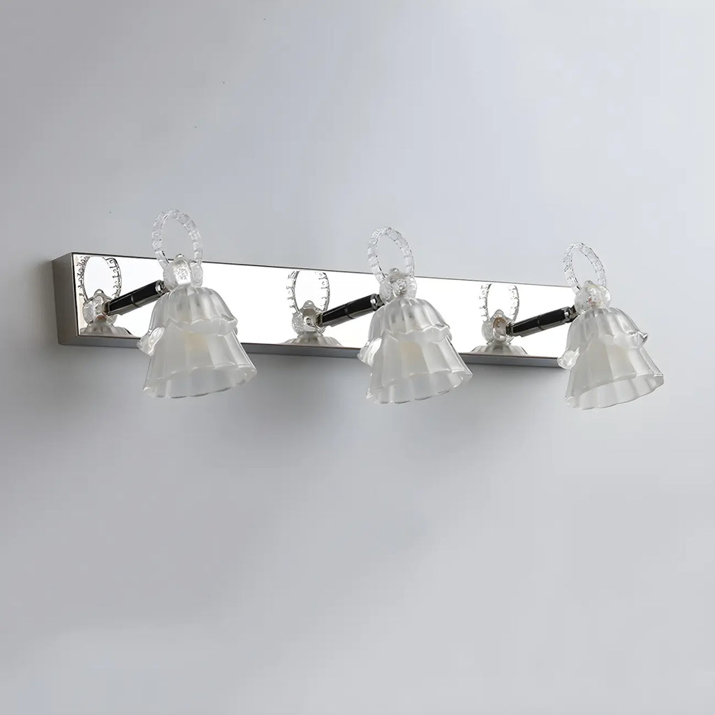 Applique da Bagno a 3 Luci Moderna Argento Vetro