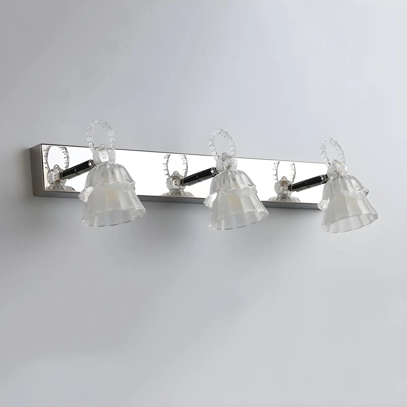 Applique da Bagno a 3 Luci Moderna Argento Vetro