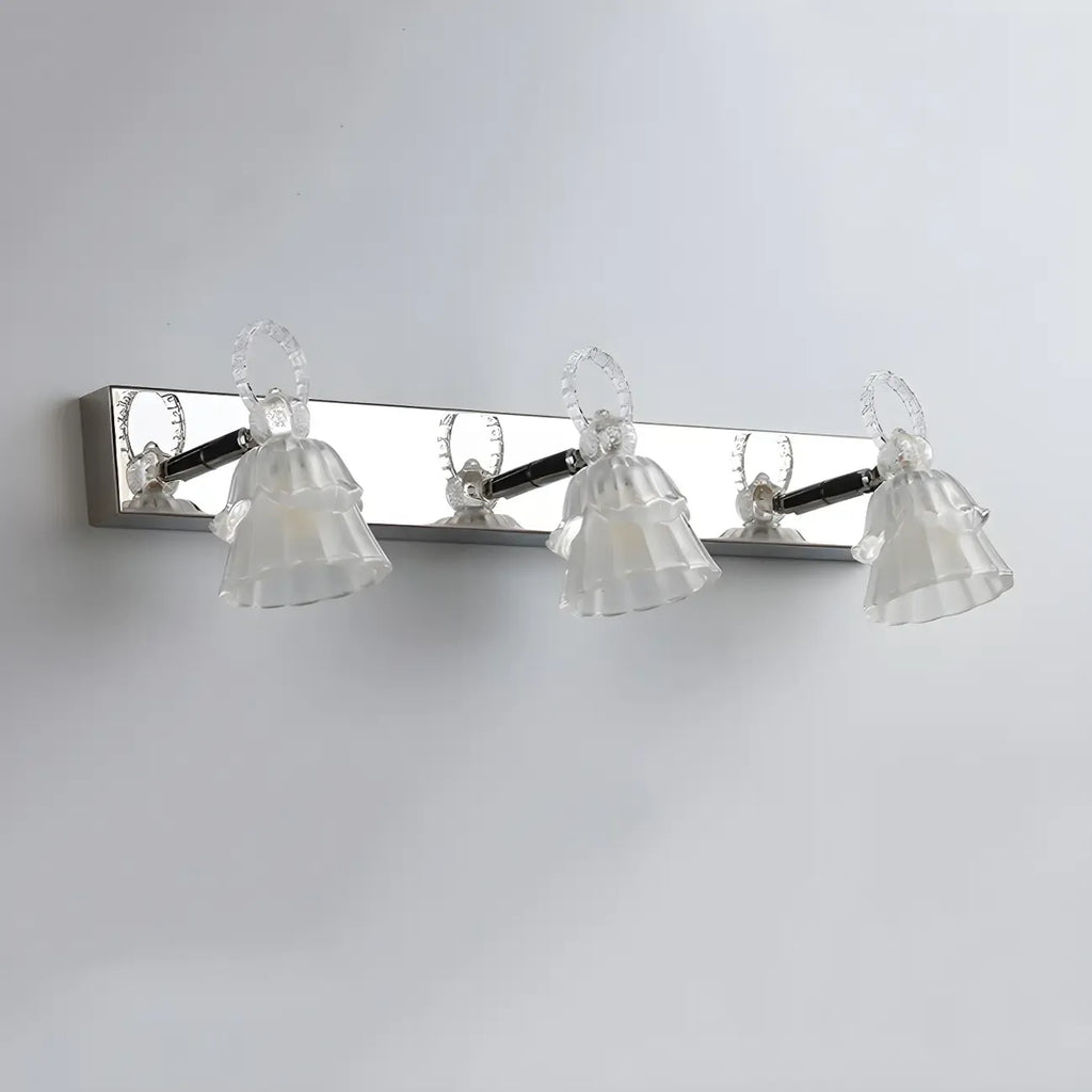 Applique da Bagno a 3 Luci Moderna Argento Vetro