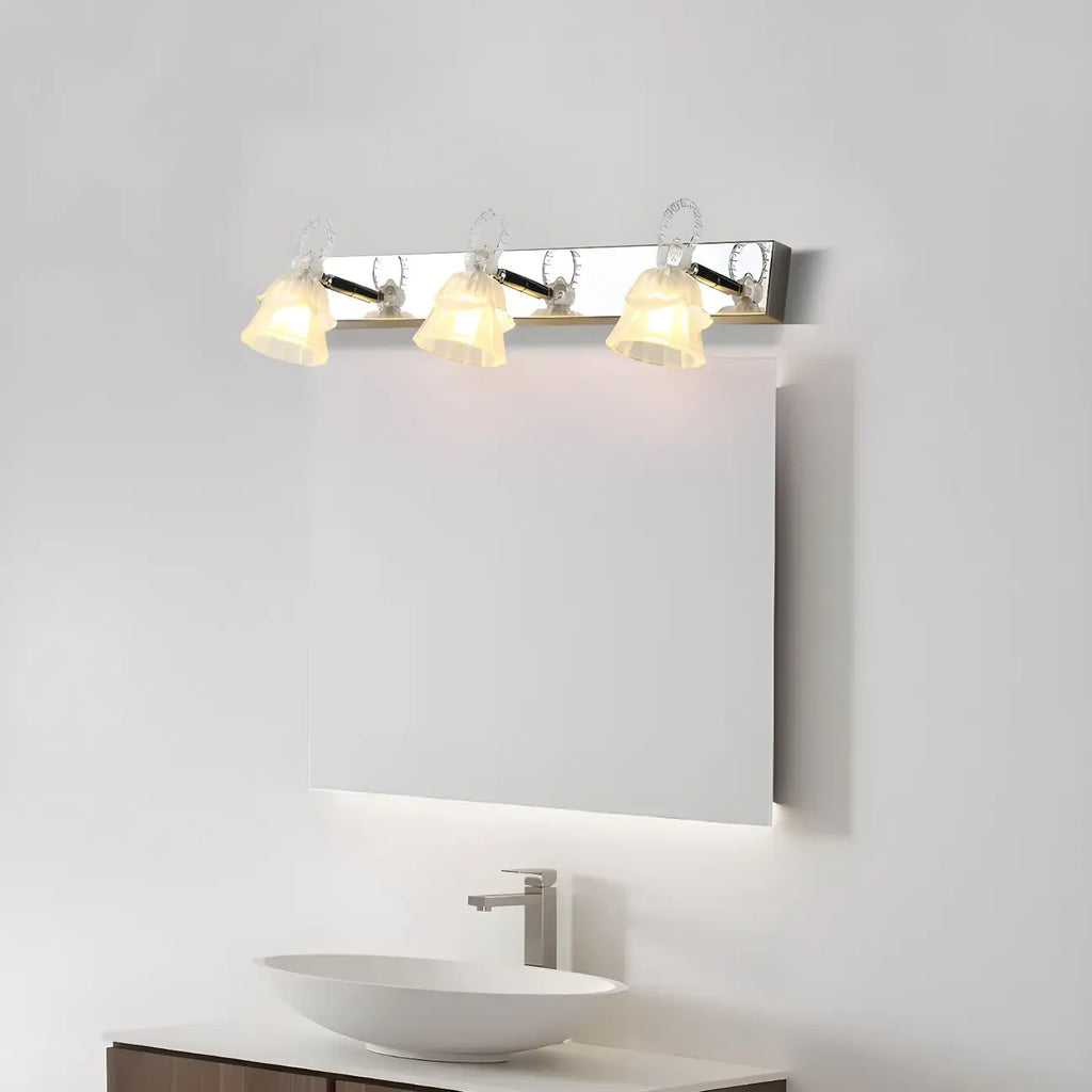 Applique da Bagno a 3 Luci Moderna Argento Vetro
