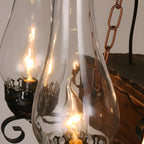 Lustre rectangulaire industriel rustique en bois et verre vintage