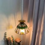Suspension en laiton avec vitrail floral et hauteur réglable