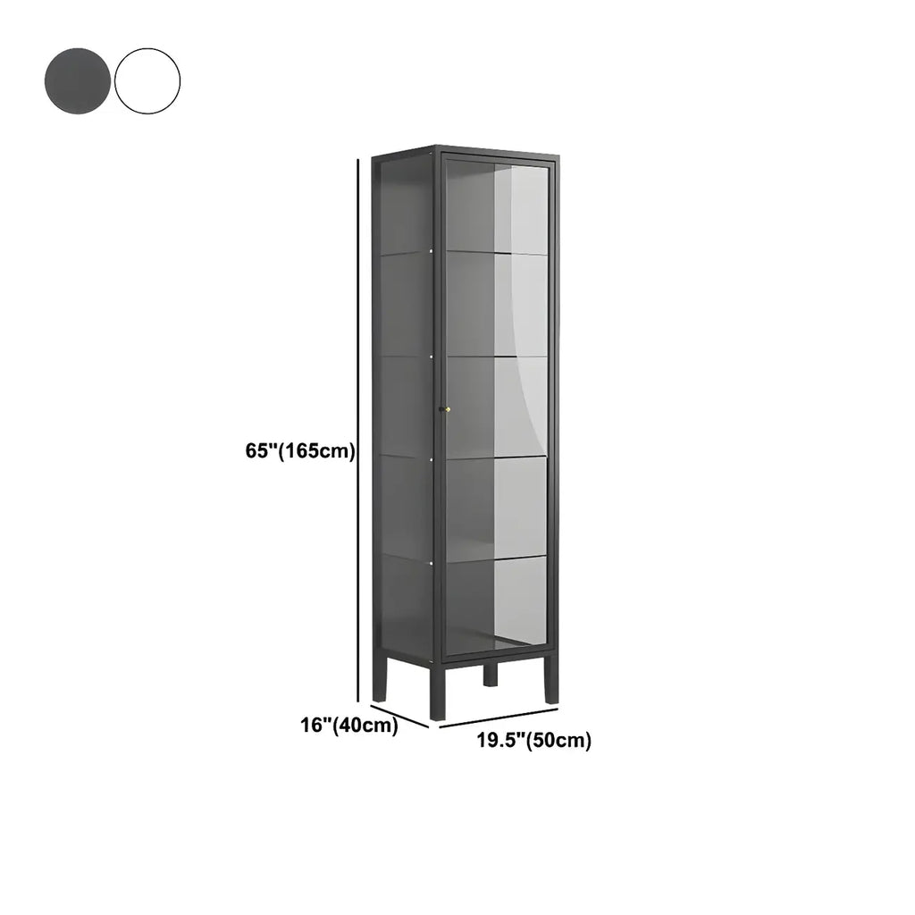 Élégante vitrine moderne en métal noir et verre.