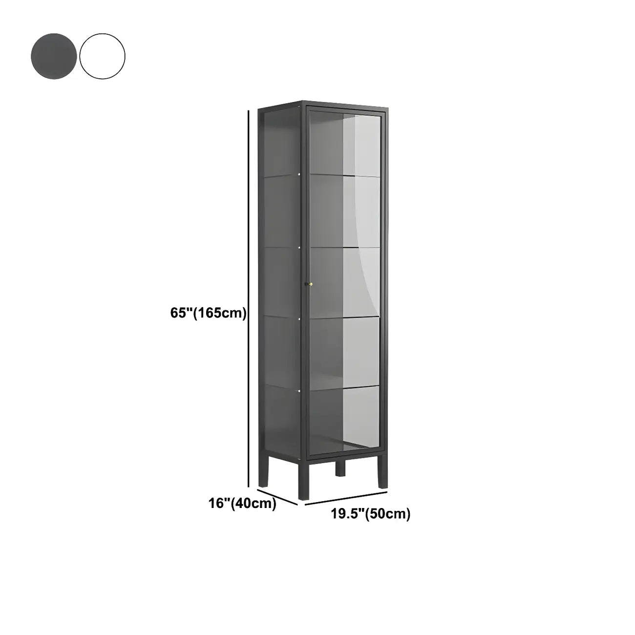 Élégante vitrine moderne en métal noir et verre.