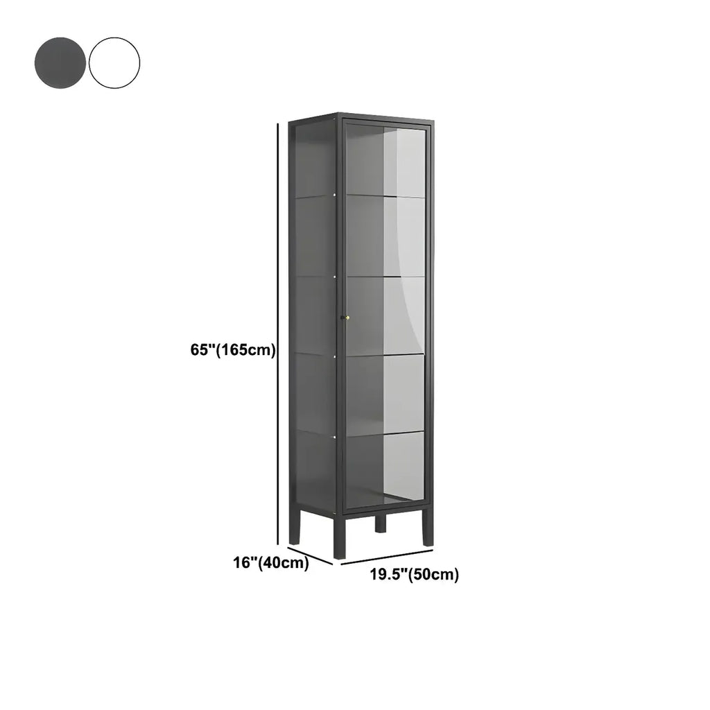 Élégante vitrine moderne en métal noir et verre.