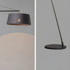 Lampadaire nordique en fer noir avec abat-jour en tissu