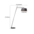 Lampadaire nordique en fer noir avec abat-jour en tissu