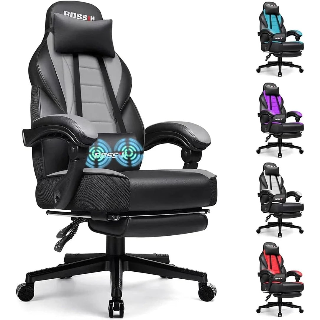 Chaise de jeu BOSSIN style racing, chaise de jeu grande taille supportant jusqu'à 136 kg (300 lbs), dossier haut, chaise d'ordinateur