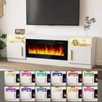 Meuble TV Bossin 70 avec cheminée électrique 36 pouces, compatible avec les téléviseurs jusqu'à 80 pouces, éclairage LED 16 couleurs/centre multimédia