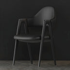 Chaise de salle à manger moderne en cuir avec dossier incurvé et accoudoirs ouverts