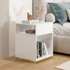 Table d'appoint cubique compacte en bois blanc avec étagère ouverte