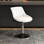 Tabouret de bar pivotant capitonné à losanges, réglable, en cuir PU noir et rouge