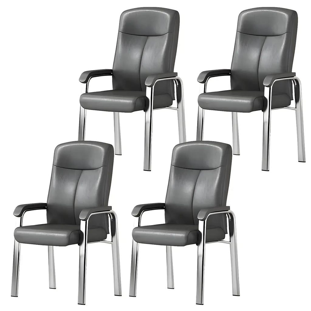 Chaise de bureau moderne HomeyFad en cuir et métal, à 4 pieds et accoudoirs
