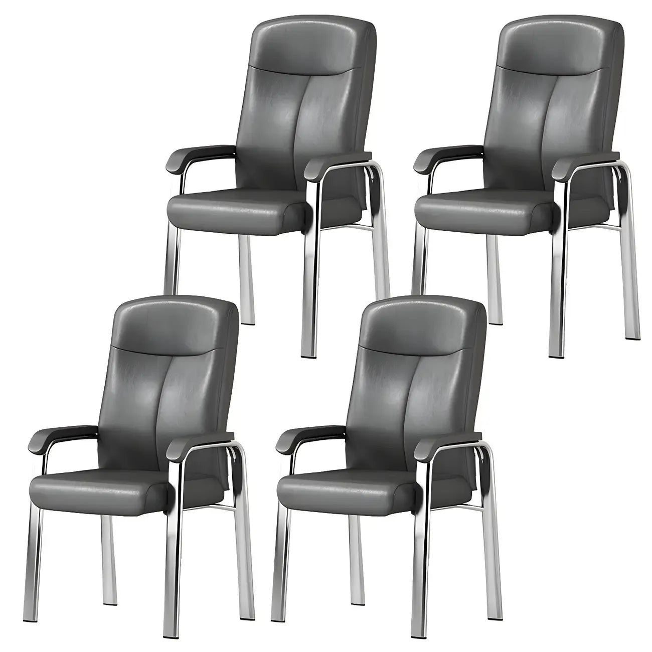 Chaise de bureau moderne HomeyFad en cuir et métal, à 4 pieds et accoudoirs
