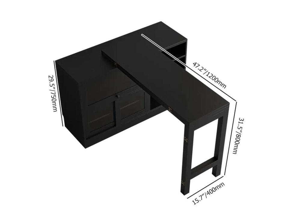 Buffet extensible de style campagnard en MDF noir
