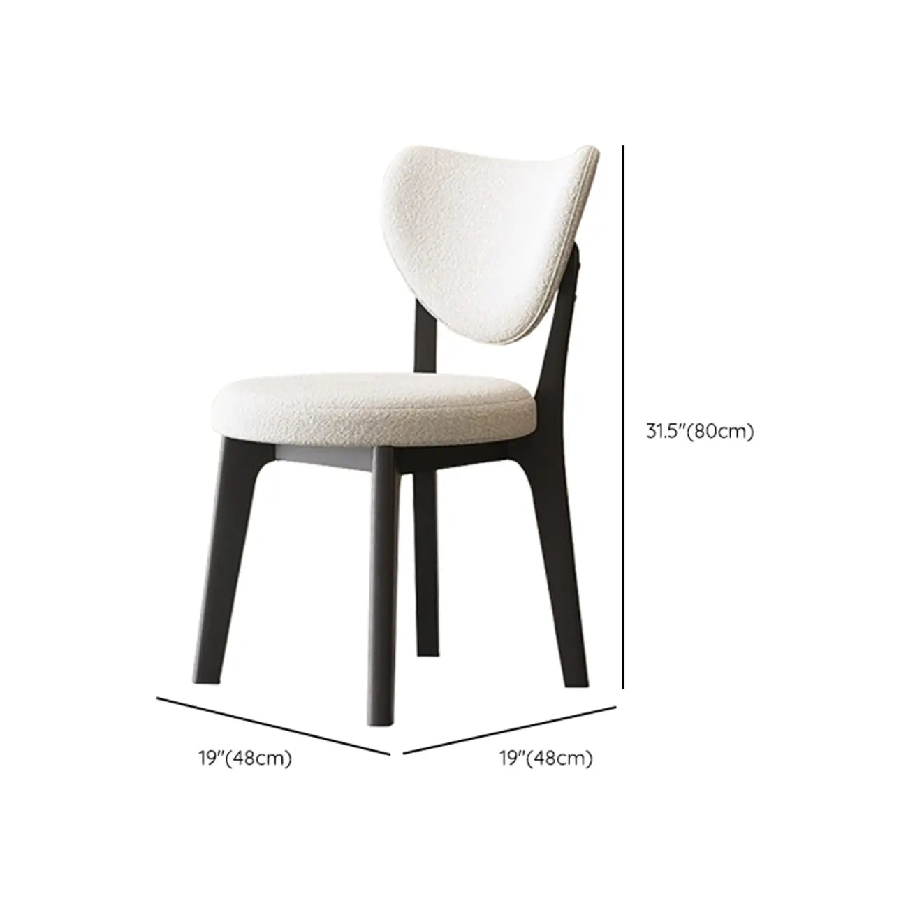 Chaise de salle à manger moderne sans accoudoirs à oreilles en similicuir