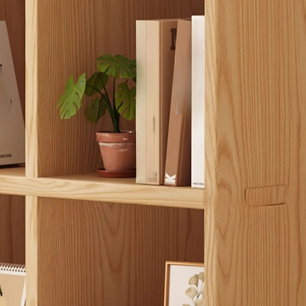 Bibliothèque horizontale moderne en bois à 8 cubes, finition naturelle