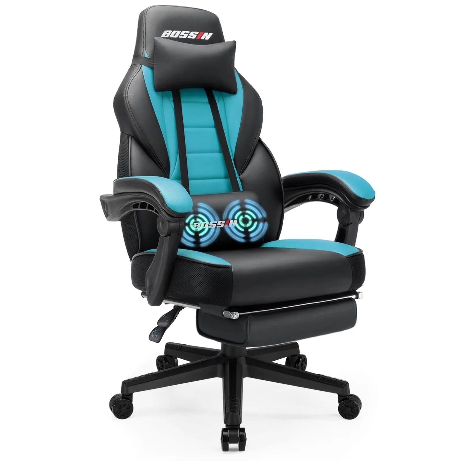 Chaise de jeu BOSSIN style racing, chaise de jeu grande taille supportant jusqu'à 136 kg (300 lbs), dossier haut, chaise d'ordinateur
