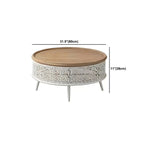 Table basse ronde en bois creux, style français, naturelle et sophistiquée
