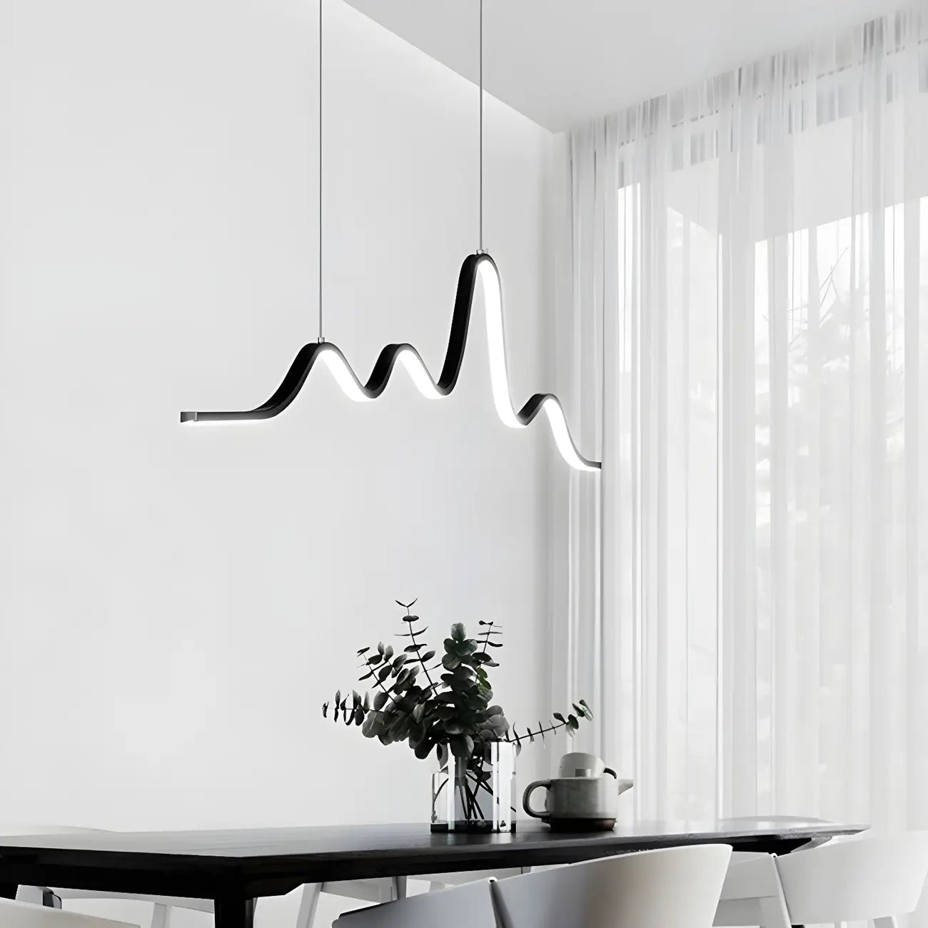 Suspension îlot artistique noire linéaire réglable