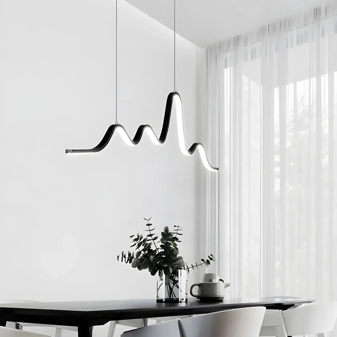Suspension îlot artistique noire linéaire réglable