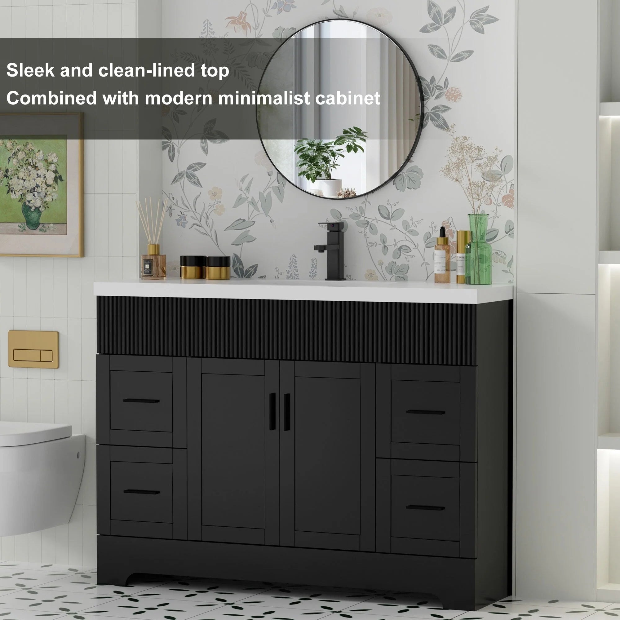 Ensemble meuble-lavabo Wavy Line 30/36/48 avec lavabo et robinet