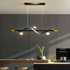Suspension moderne en métal noir et acrylique à 4 lumières LED à intensité variable