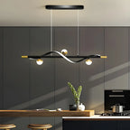 Suspension moderne en métal noir et acrylique à 4 lumières LED à intensité variable