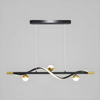 Suspension moderne en métal noir et acrylique à 4 lumières LED à intensité variable