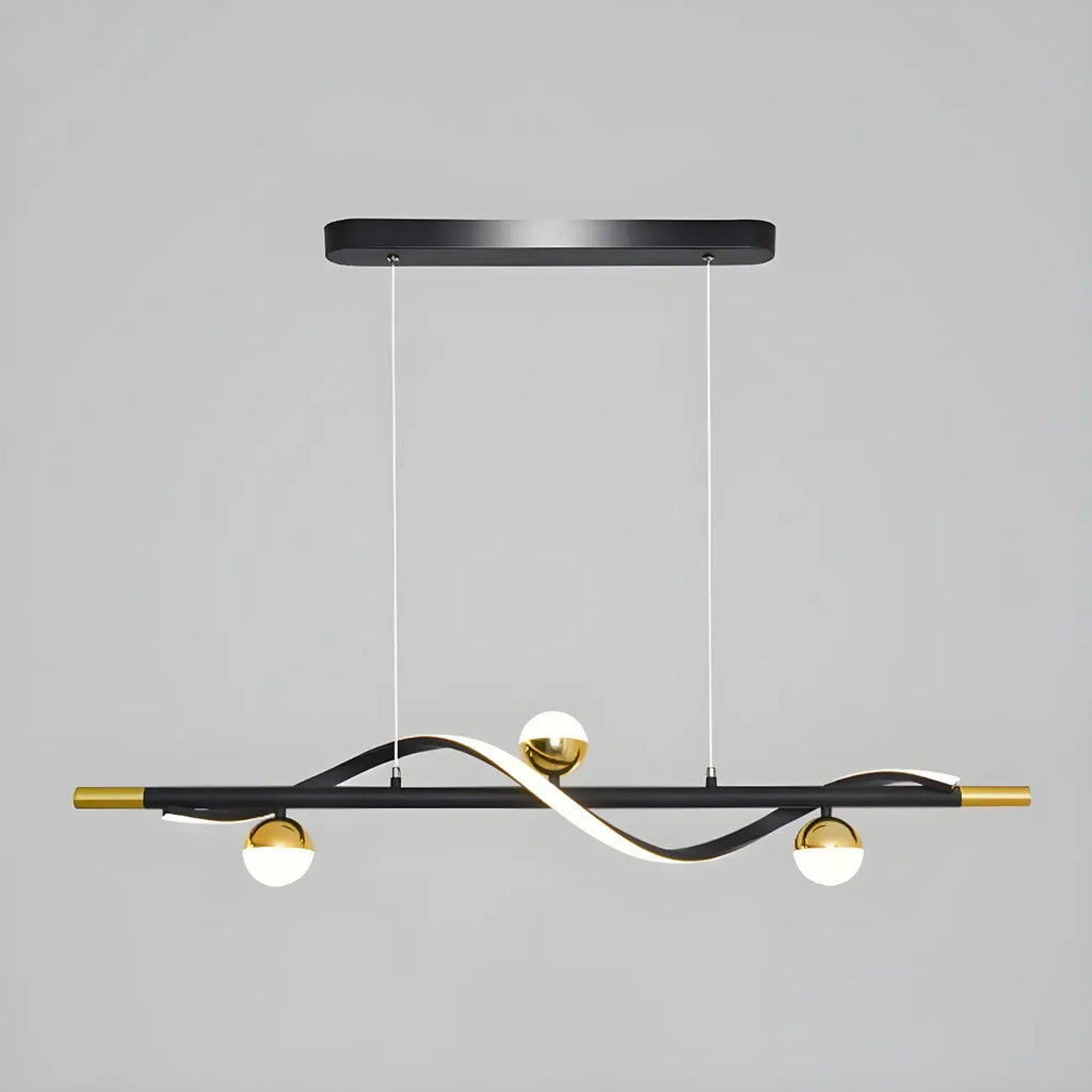 Suspension moderne en métal noir et acrylique à 4 lumières LED à intensité variable